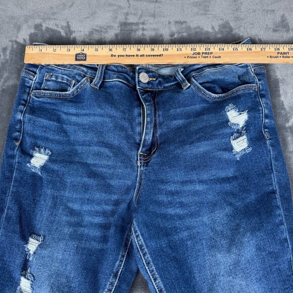 Vervet Jeans Womens 14 Blue Distressed Skinny High Rise Raw Hem Stretch Denim - Picture 5 of 13